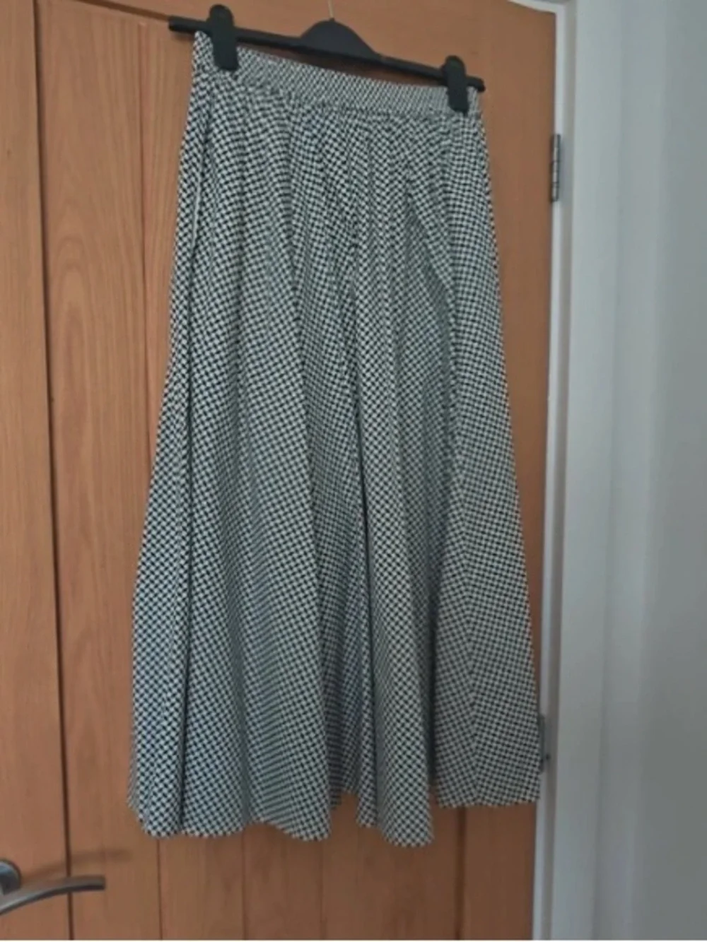 Michael Kors Black and White Gingham Full-Length A-Line Skirt